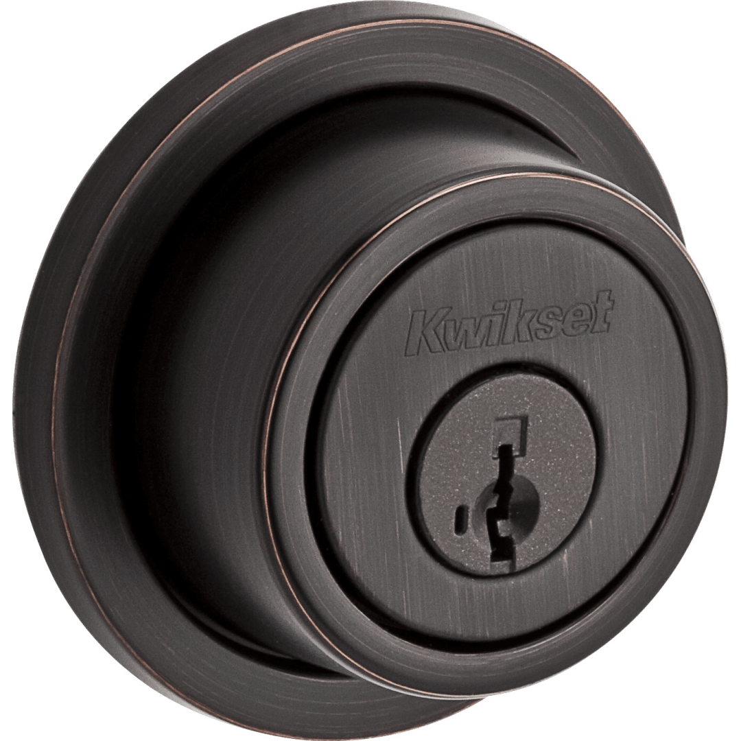 993 Contemporary Round Deadbolt, Keyed One Side, featuring SmartKey Security™ in Venetian Bronze