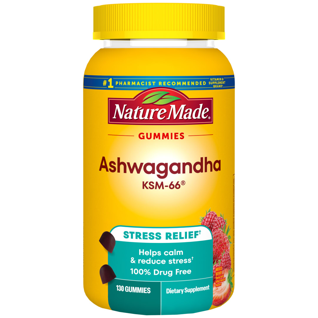 Nature Made Ashwagandha Gummies, Vegan, KSM 66 Ashwagandha for Stress Support, 130 Count, 65 Day Supply