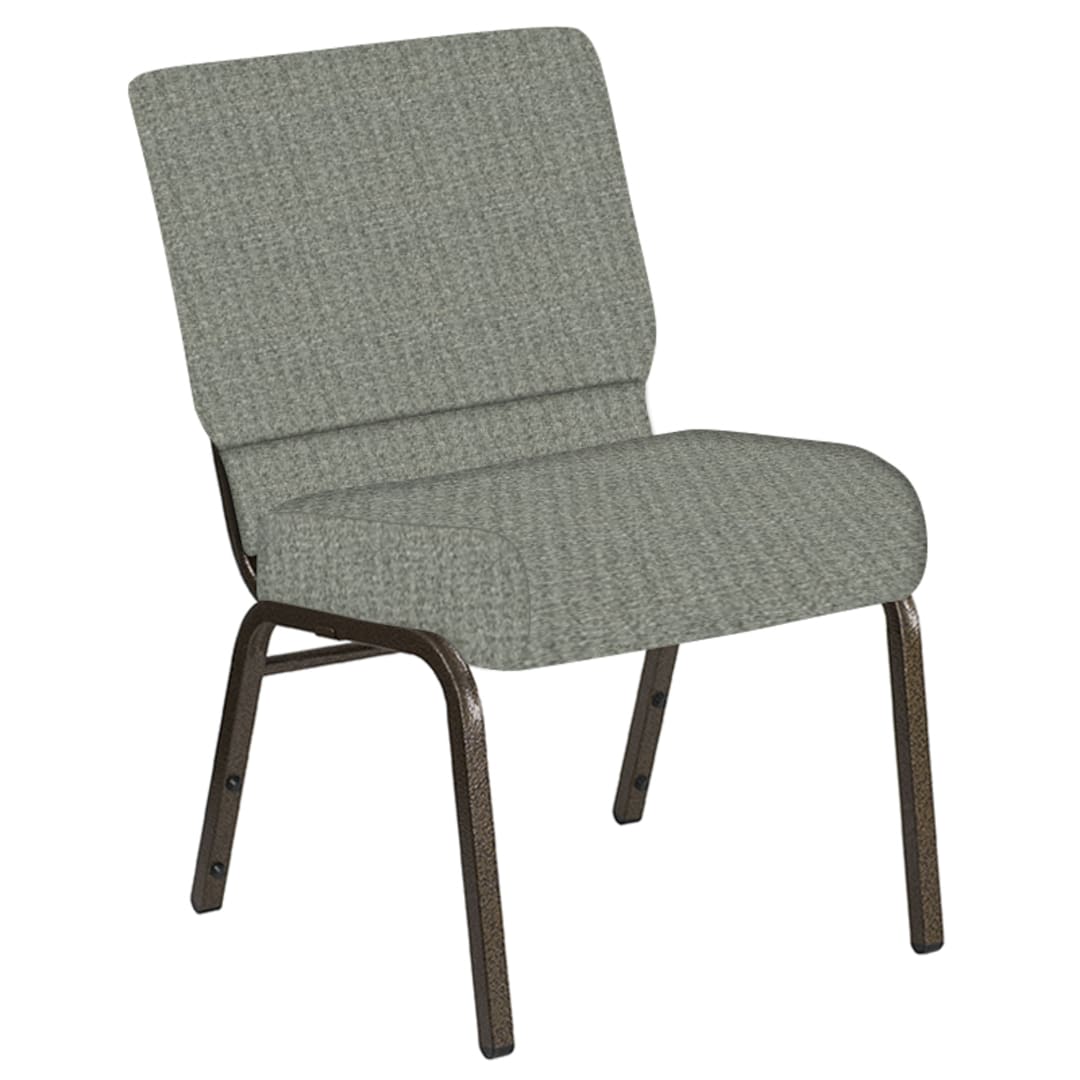 Embroidered 21''W Church Chair in Interweave Charcoal Fabric - Gold Vein Frame