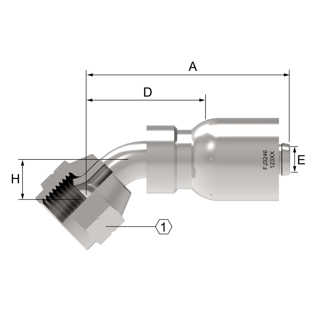 Aeroquip 3/8 Female Sae 45 Degree X 3/8 R5 Hose Crimp