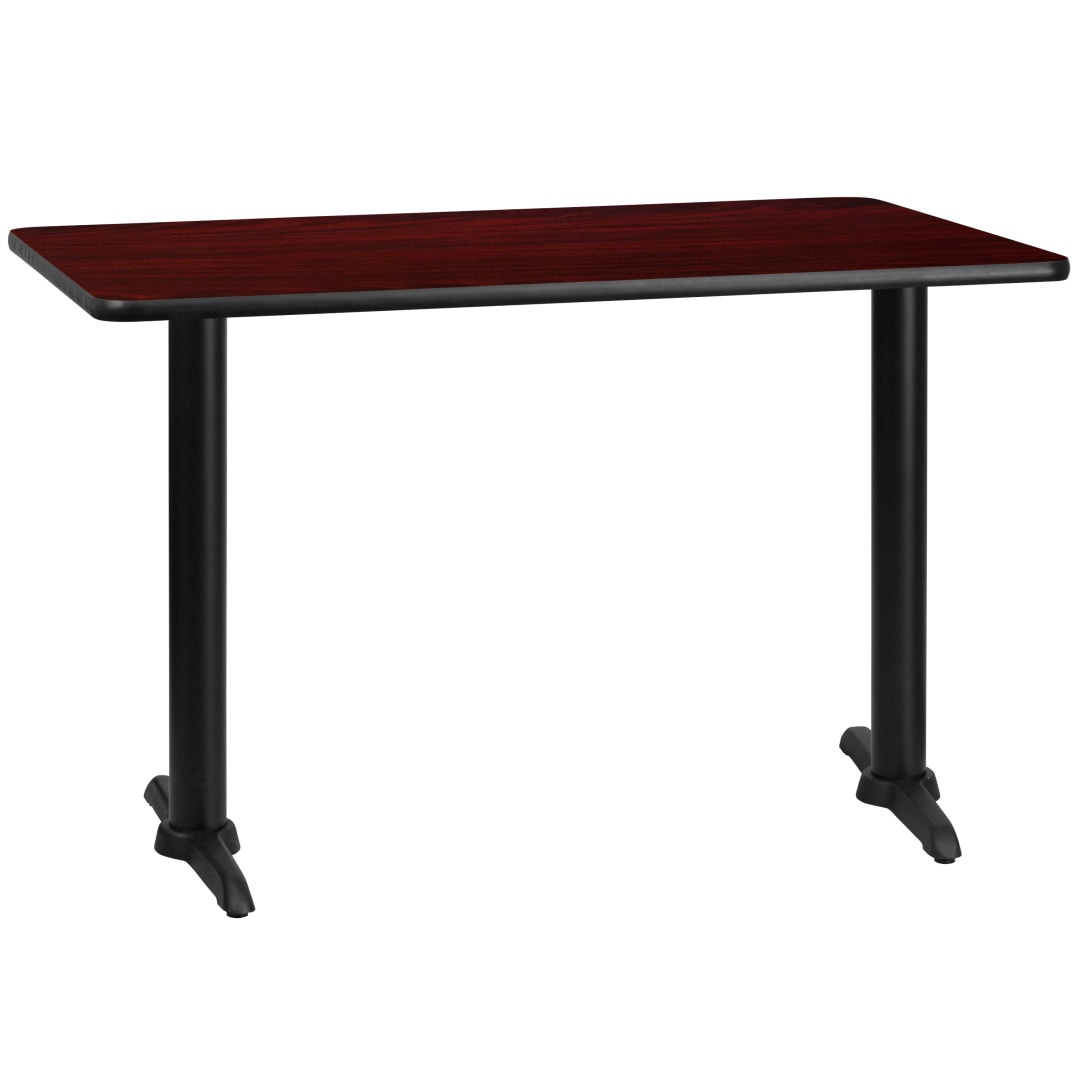 Graniss 30'' x 48'' Rectangular Mahogany Laminate Table Top with 5'' x 22'' Table Height Bases