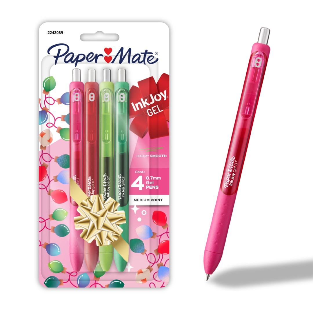 Paper Mate InkJoy Gel Pens, Holiday Edition, Medium Point (0.7mm), Assorted, 4 Count