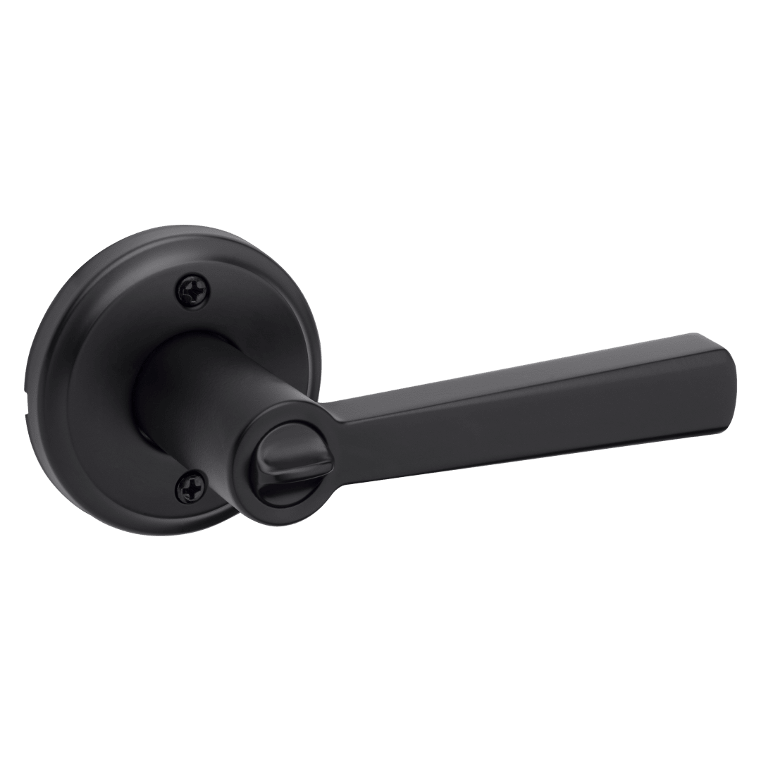 Trafford Keyed Entry Lever featuring SmartKey Security™ in Matte Black