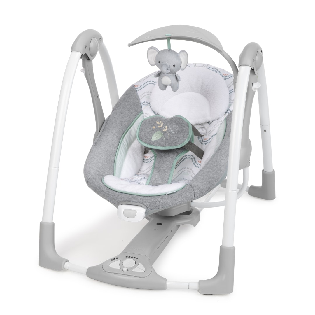 Ingenuity ConvertMe 2-in-1 kompakte tragbare Babyschaukel & Kindersitz, batteriebetriebenes automatisches Schaukeln, Vibrationen, Naturgeräusche - Swell