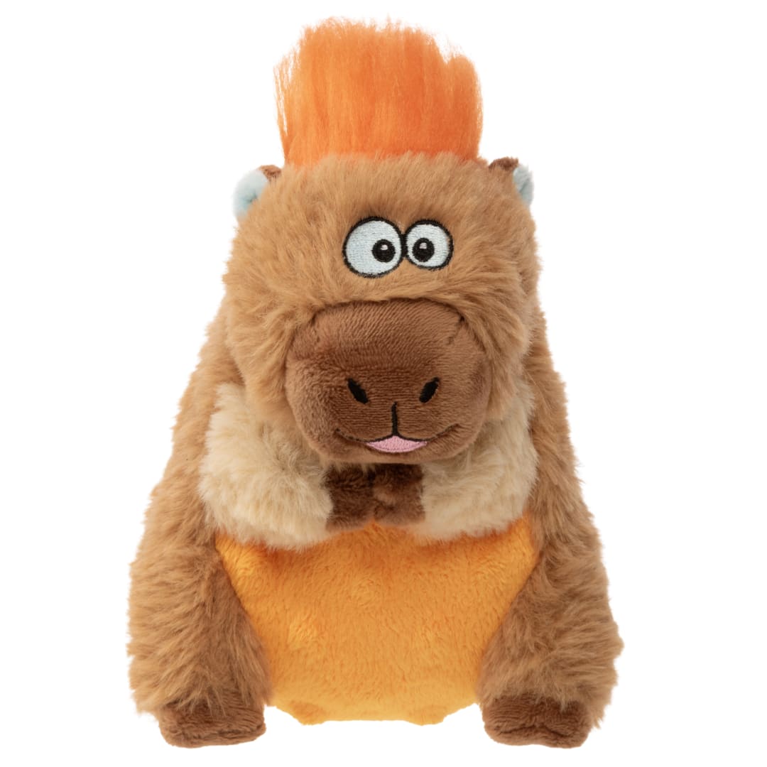 goDog Silent Squeak Capybara Ultrasonic Squeaky Dog Toy, Plush with Chew Guard Technology, Small