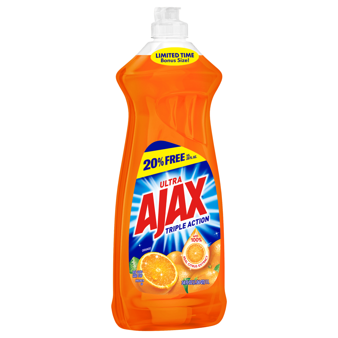 Ajax Ultra Triple Action Liquid Dish Soap, Orange - 34 Fluid Ounce