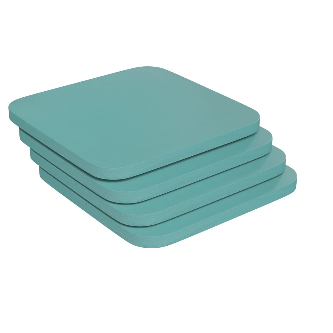 Perry Poly Resin Wood Square Seat with Rounded Edges for Colorful Metal Barstools in Mint