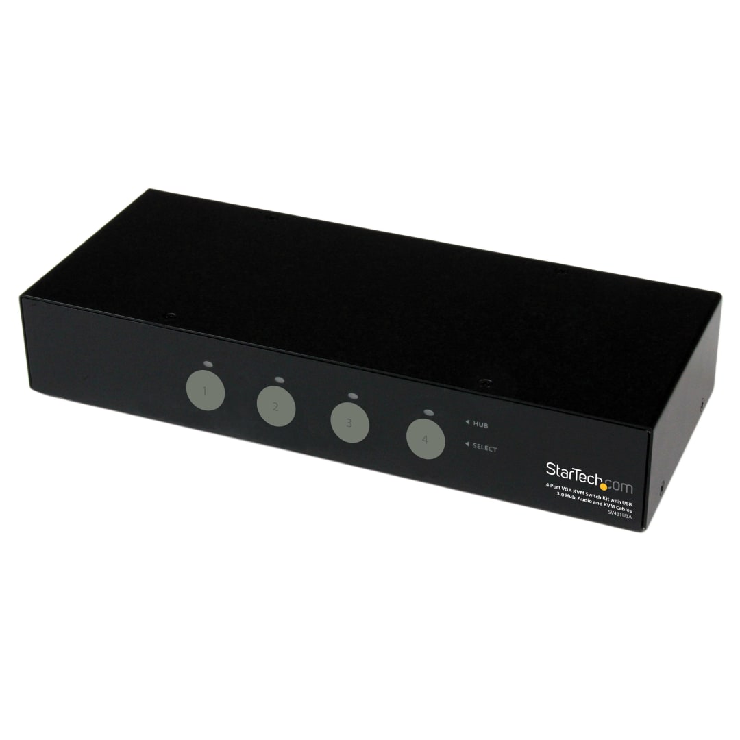 4Port Dual Link KVM Switch w/ USB 3 Hub &amp; Cables