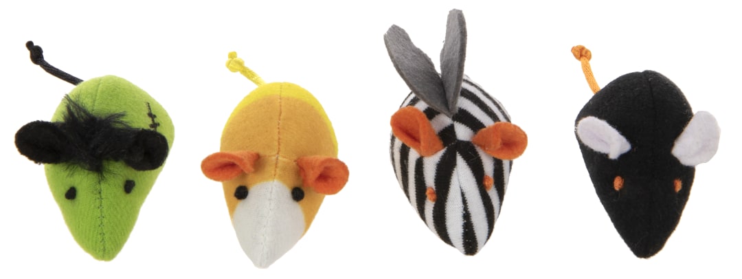 SmartyKat Skitter Mice (Set of 4) Plush Halloween Catnip Cat Toys