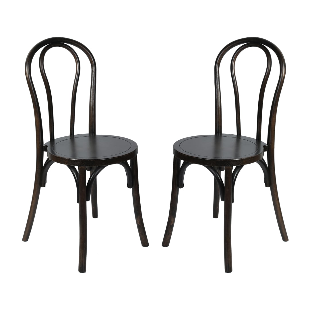 Betsy Commercial Grade Early American Thonet Style Solid Wood Stackable Dining Chair - Set of 2