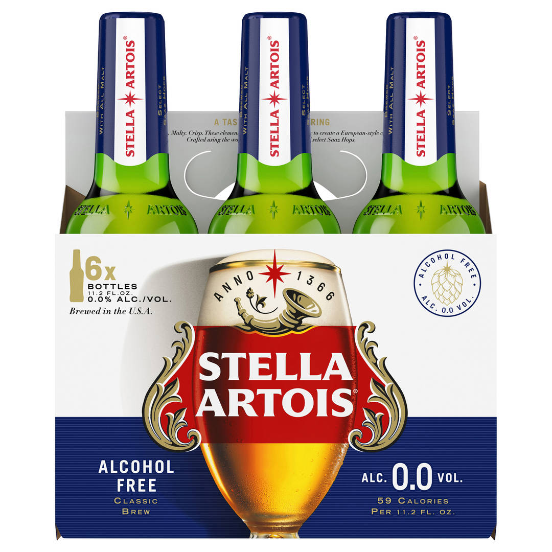 Stella Artois 0.0 Non-Alcoholic Beer, 6 Pack Bottles