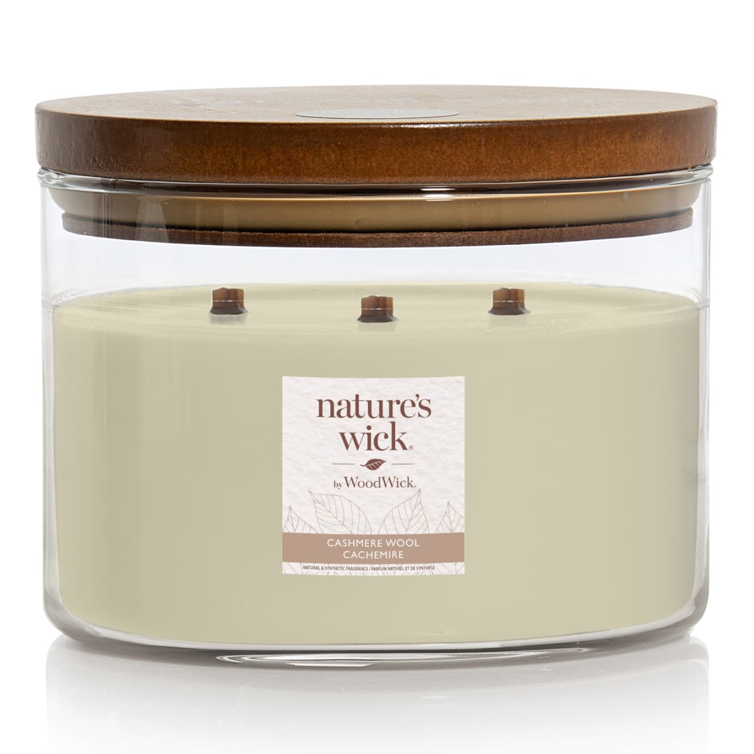 WoodWick® Nature's Wick Multi Wick Tumbler Scented Candle | Cashmere Wool | with Crackling Wick | 433g | Gifts for Women