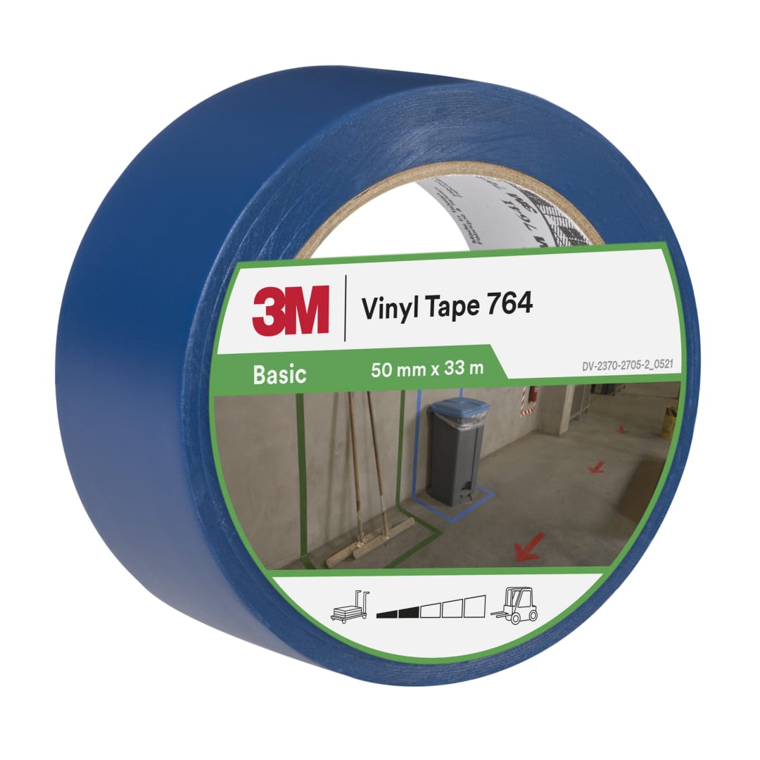 3M™ Genel Amaçlı Vinil Bant 764, Mavi, 50 mm x 33 m, 0.13 mm, Tek Tek Sarılmış, Uygun Paketlenmiş