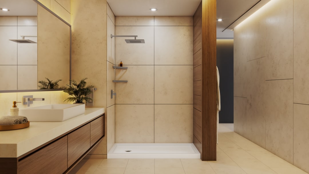 DreamLine SlimLine 36 inch D x 60 inch W x 2 3/4 inch H Single Threshold White Alcove Shower Base with 2 inch Brushed Nickel Left Round Drain