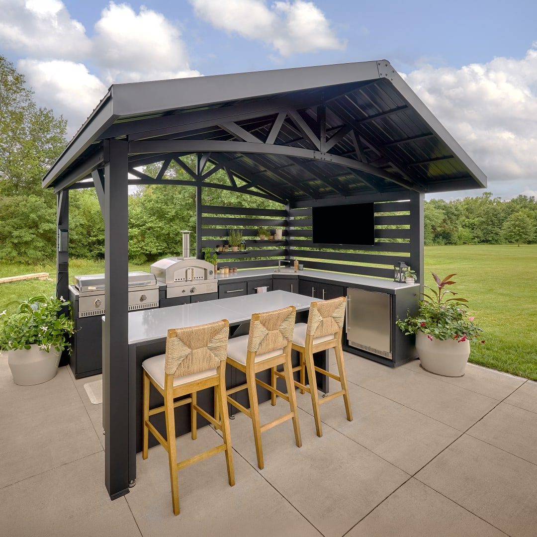 Langston Outdoor Kitchen with Built-In 38 inch Griddle &amp; Pizza Oven