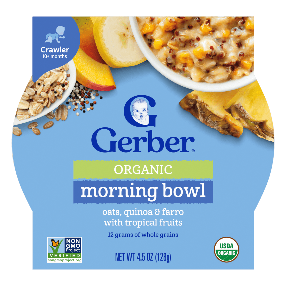 Gerber Stage 3 Baby Food, Organic Morning Bowl, Oats Quinoa & Farro, Baby Oatmeal
