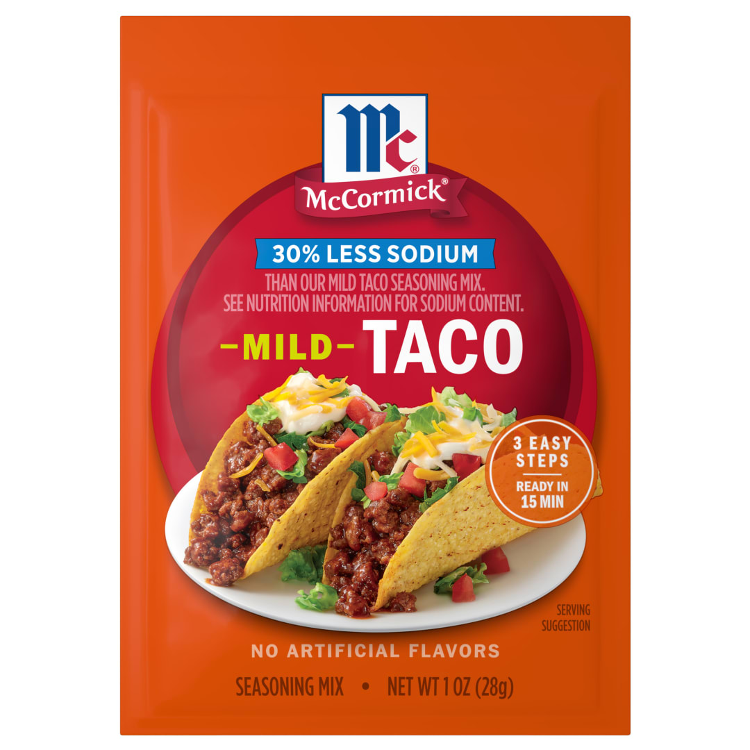McCormick® 30% Less Sodium Mild Taco Seasoning Mix, 1.0 oz