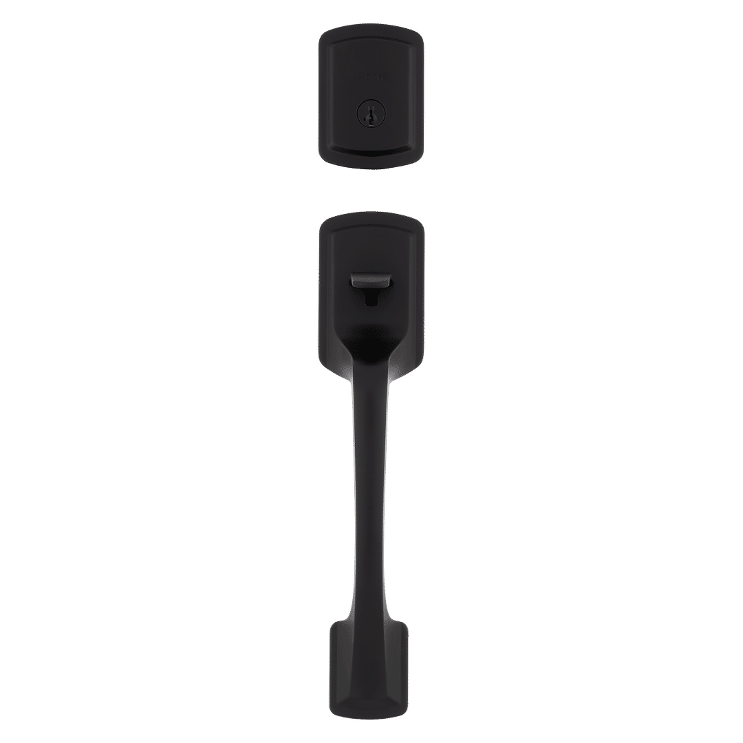 Prague Single Cylinder Exterior Only Handleset featuring SmartKey Security™ in Matte Black