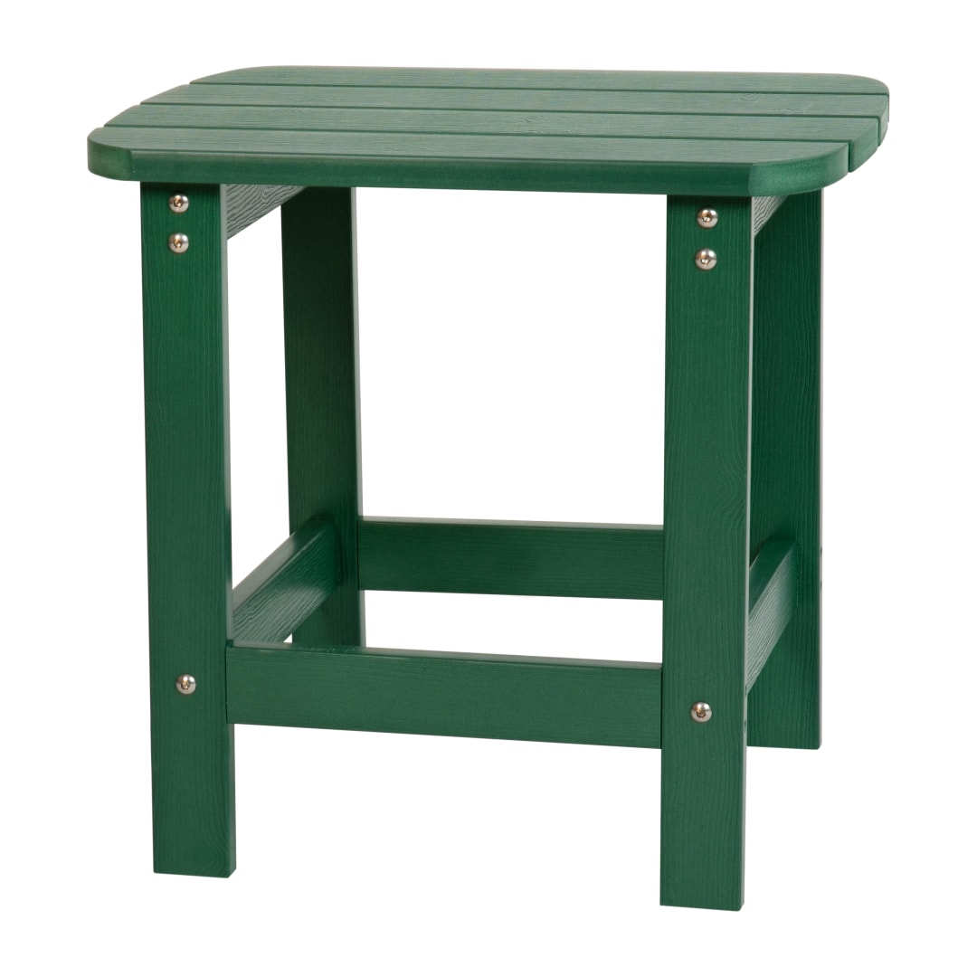 Charlestown All-Weather Poly Resin Wood Commercial Grade Adirondack Side Table in Green