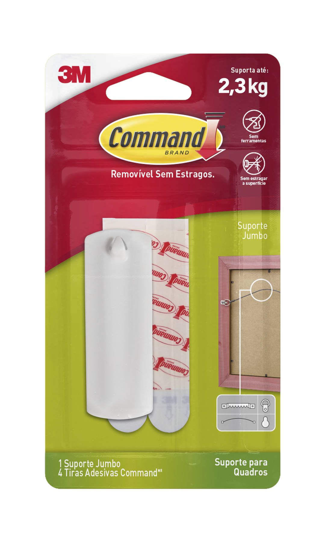 Suporte Adesivo para Quadros 3M™ Command™, Branco, Grande, 1 Unidade