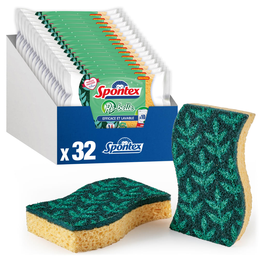 SPONTEX RE-BELLE SPONGE SCOURERS 32pk (CASE PACK) - REAL LAUNCH