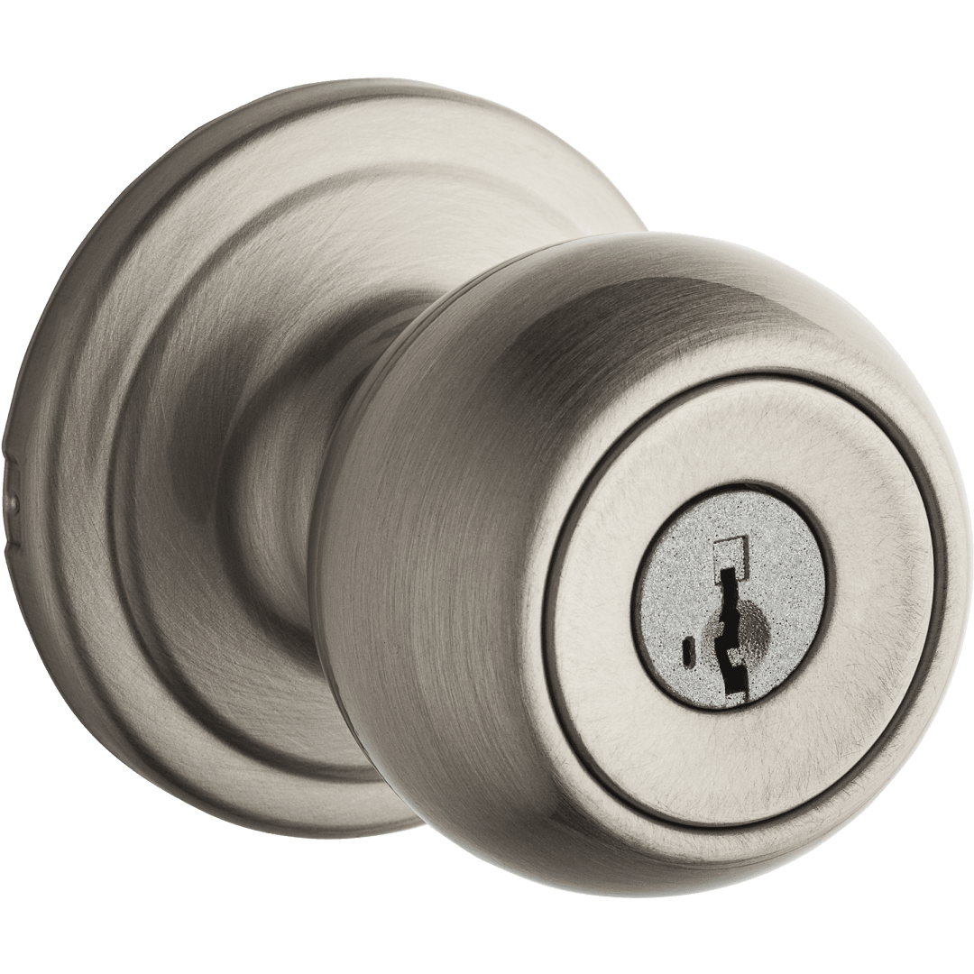 Circa Keyed Entry Knob featuring SmartKey Security™ in Satin Nickel