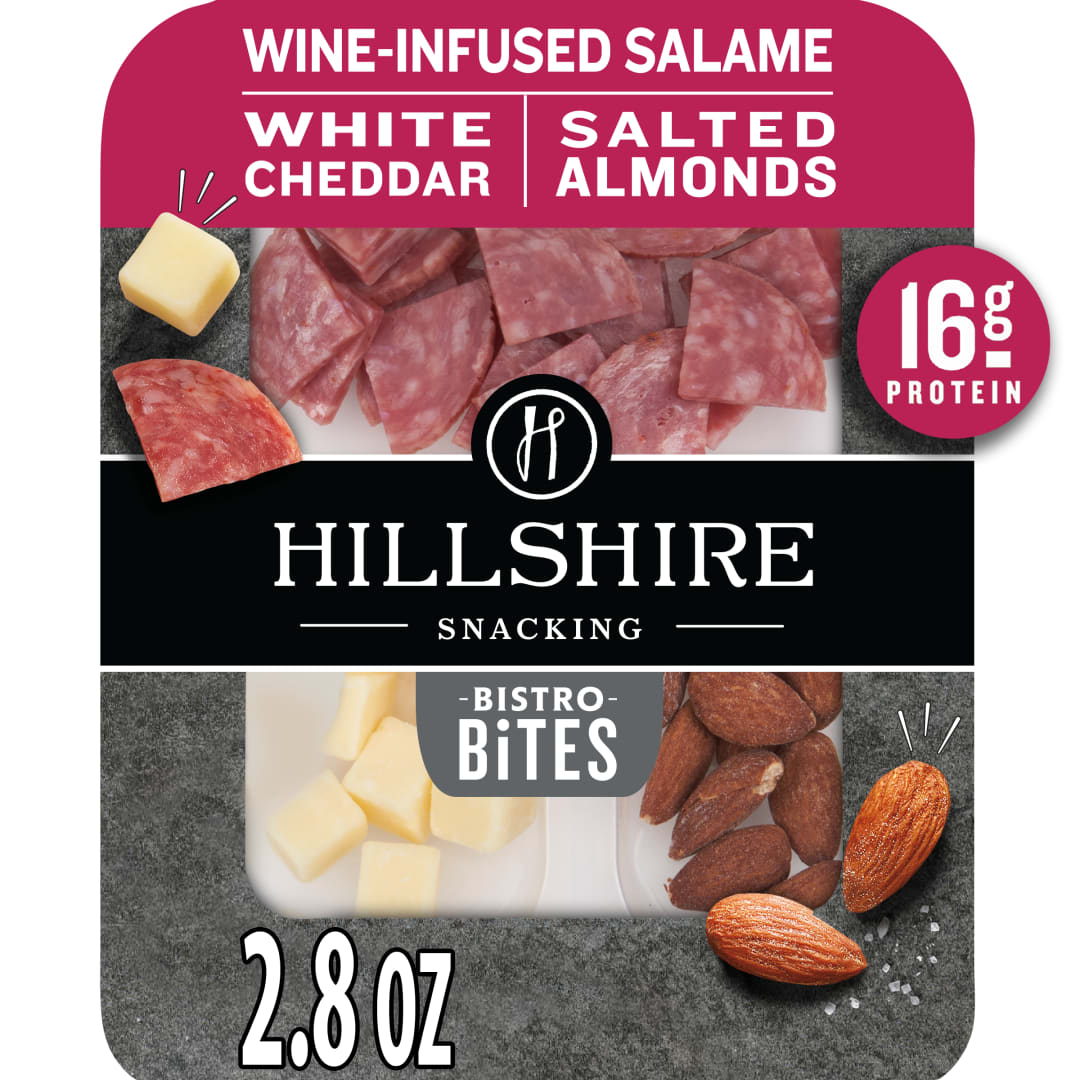 Hillshire Snacking Bistro Bites Wine Infused Salami, White Cheddar Cheese, Salted Almonds, 2.8 oz