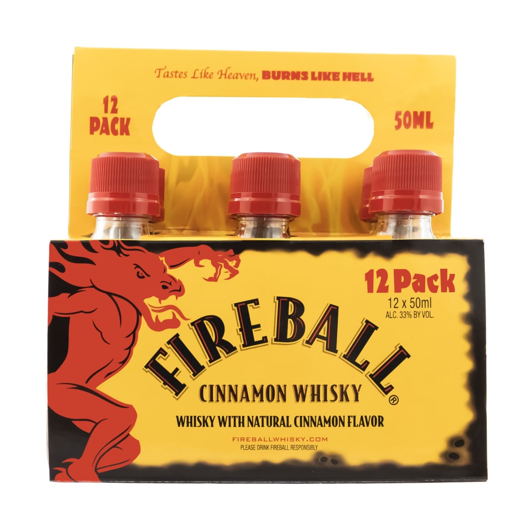 Fireball Cinnamon Whisky 12 Pack Carrier 50ml 66 Proof