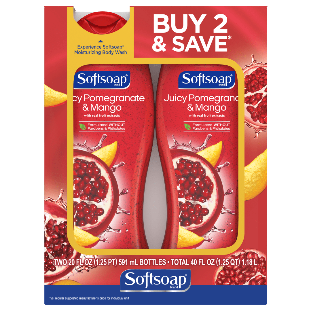 Softsoap Moisturizing Body Wash, Juicy Pomegranate and Mango - 20 Fluid Ounce (4 Pack)
