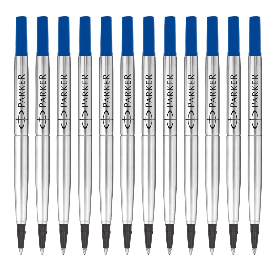 Parker Recambio para bolígrafo roller | punta mediana | tinta azul | paquete de 12
