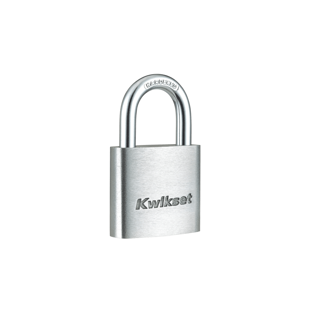 Kwikset Aluminum Padlock with Hardened Steel Shackle, 1-1/2 in Body, 7/8 in Shackle, 1 Pack