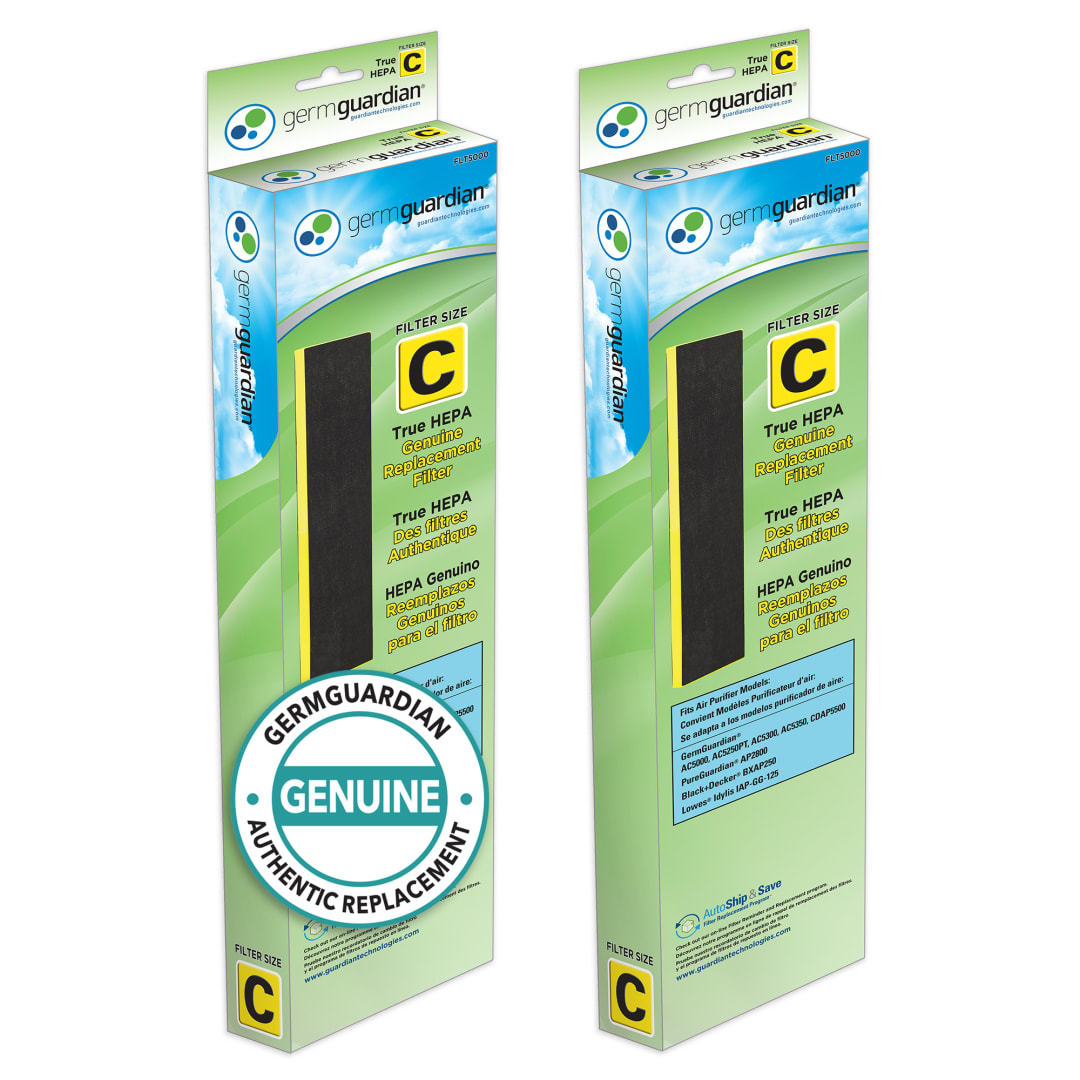 GermGuardian FLT5000 HEPA GENUINE Replacement Filter C for AC5000 Series Air Purifiers 2-Pack