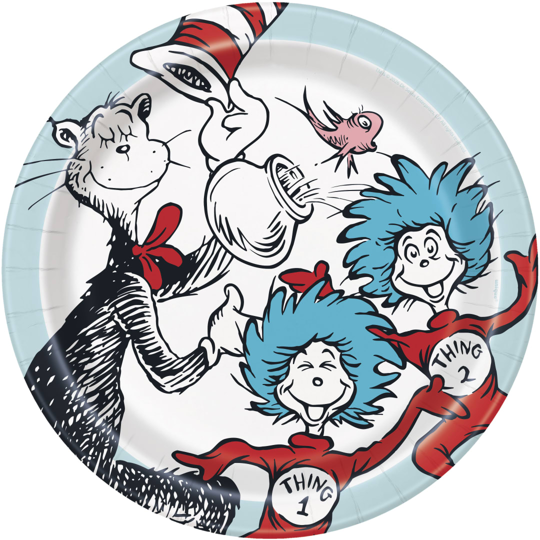 Cat in the Hat Round 9" Dinner Plates, 8ct