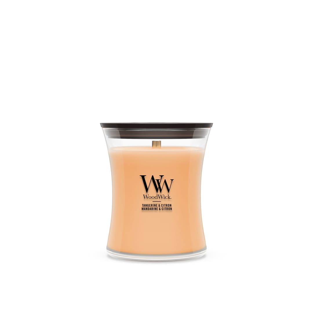 WoodWick Vela perfumada | Vela de tamaño mediano en forma de reloj de arena | Tangerine & Citron | Regalos perfectos para mujeres