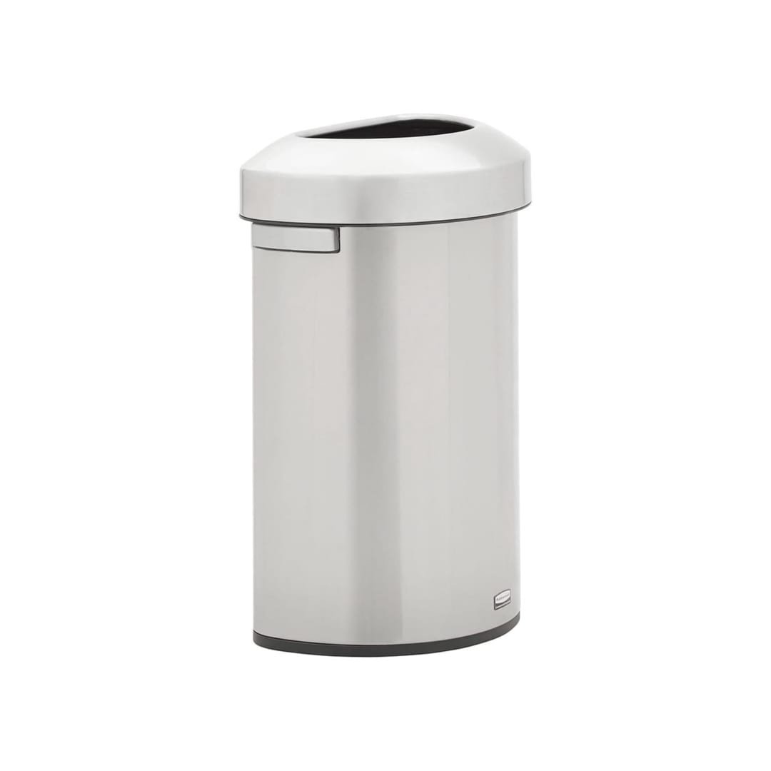 Rubbermaid Commercial Products Refine 16 Gal Half Round Trash Can, Stainless Steel