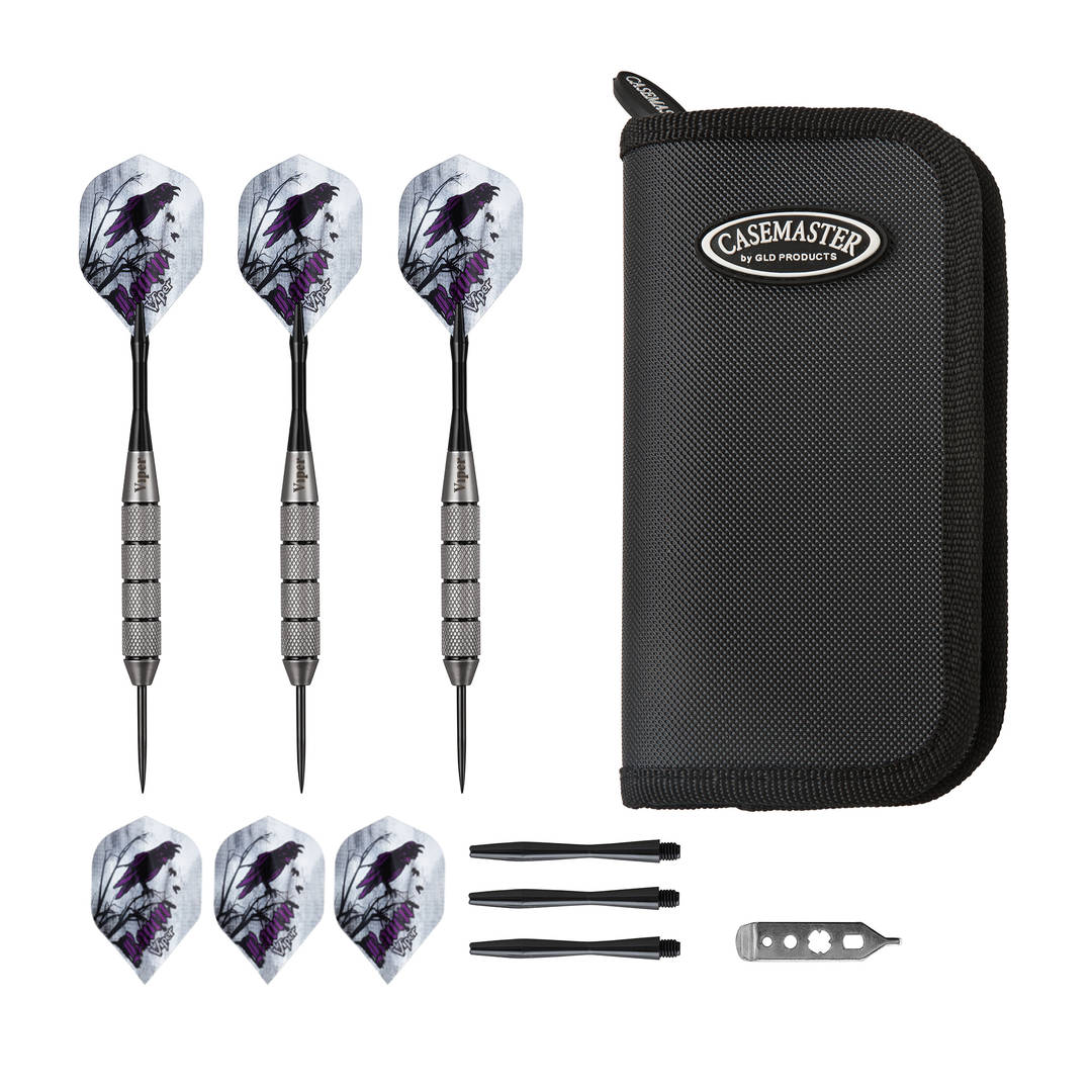 Viper Raven 25 Gram Steel Tip Darts & Casemaster Deluxe Black Dart Case