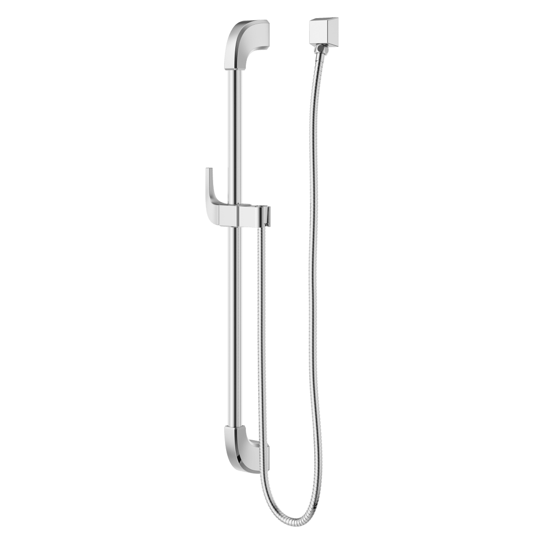 Transitional Square 30 in. Slide Bar with 60 in. Hose in Polished Chrome