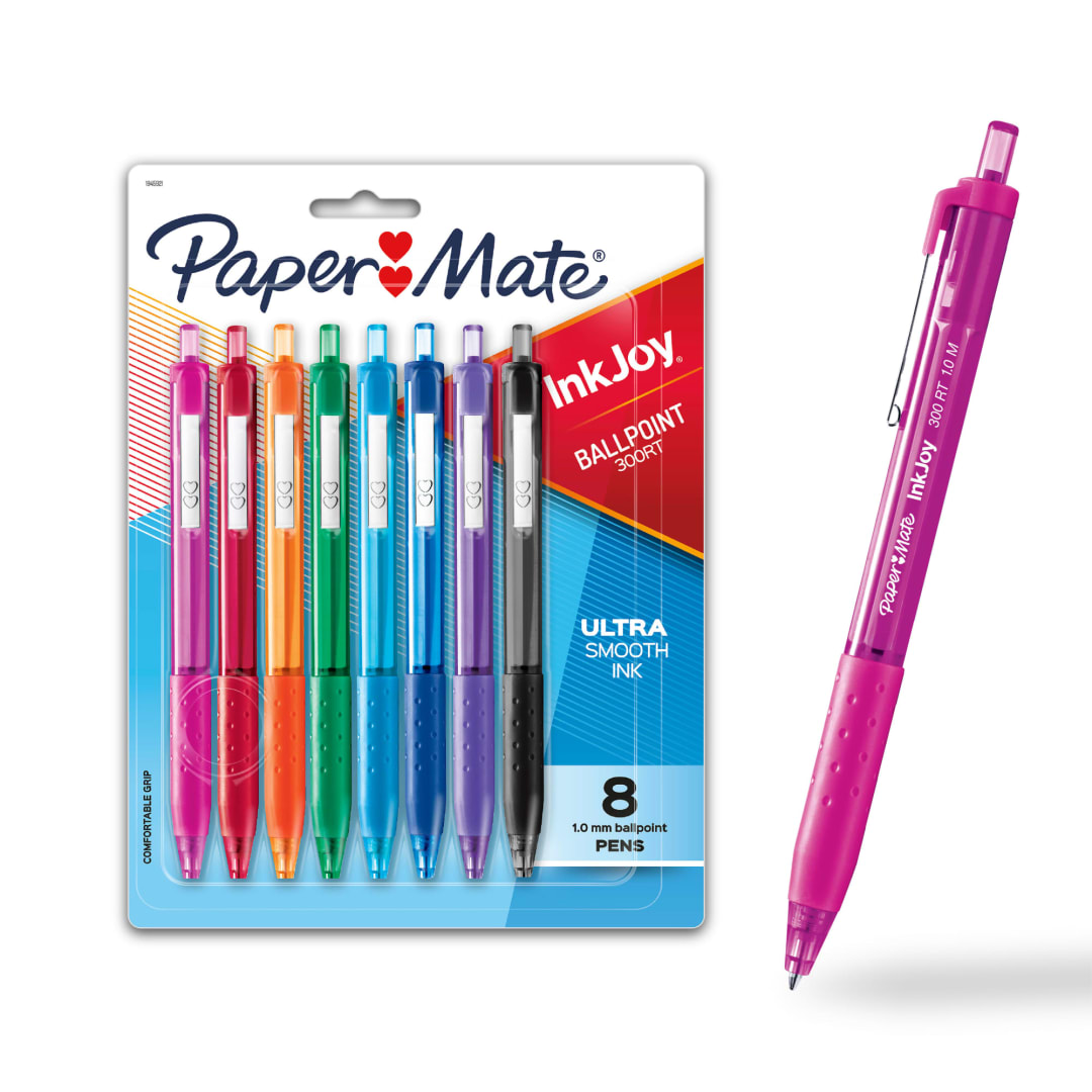Paper Mate® InkJoy® 300RT Retractable Ballpoint Pens, Medium Point (1.0mm), Assorted, 8 Count