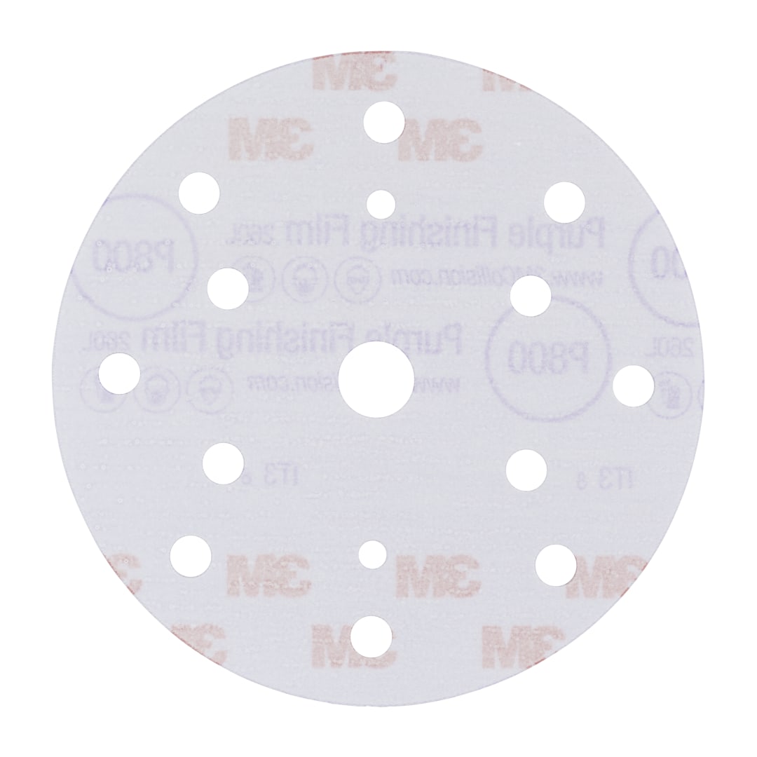 3M™ Hookit™ Mor Finisaj Filmi Disk Zımpara 260L, 150 mm, 15 Delikli, P800, 51155