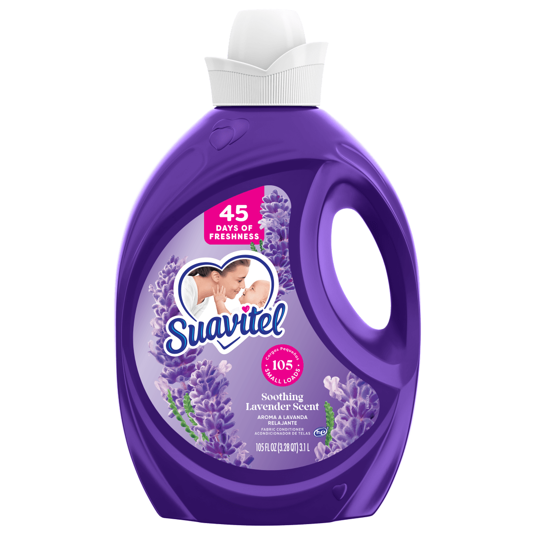 Suavitel Fabric Conditioner, Liquid Fabric Softener, 45 Days of Freshness, HE Compatible, 105 Small Loads, Soothing Lavender Scent, 105 fl oz Bottle
