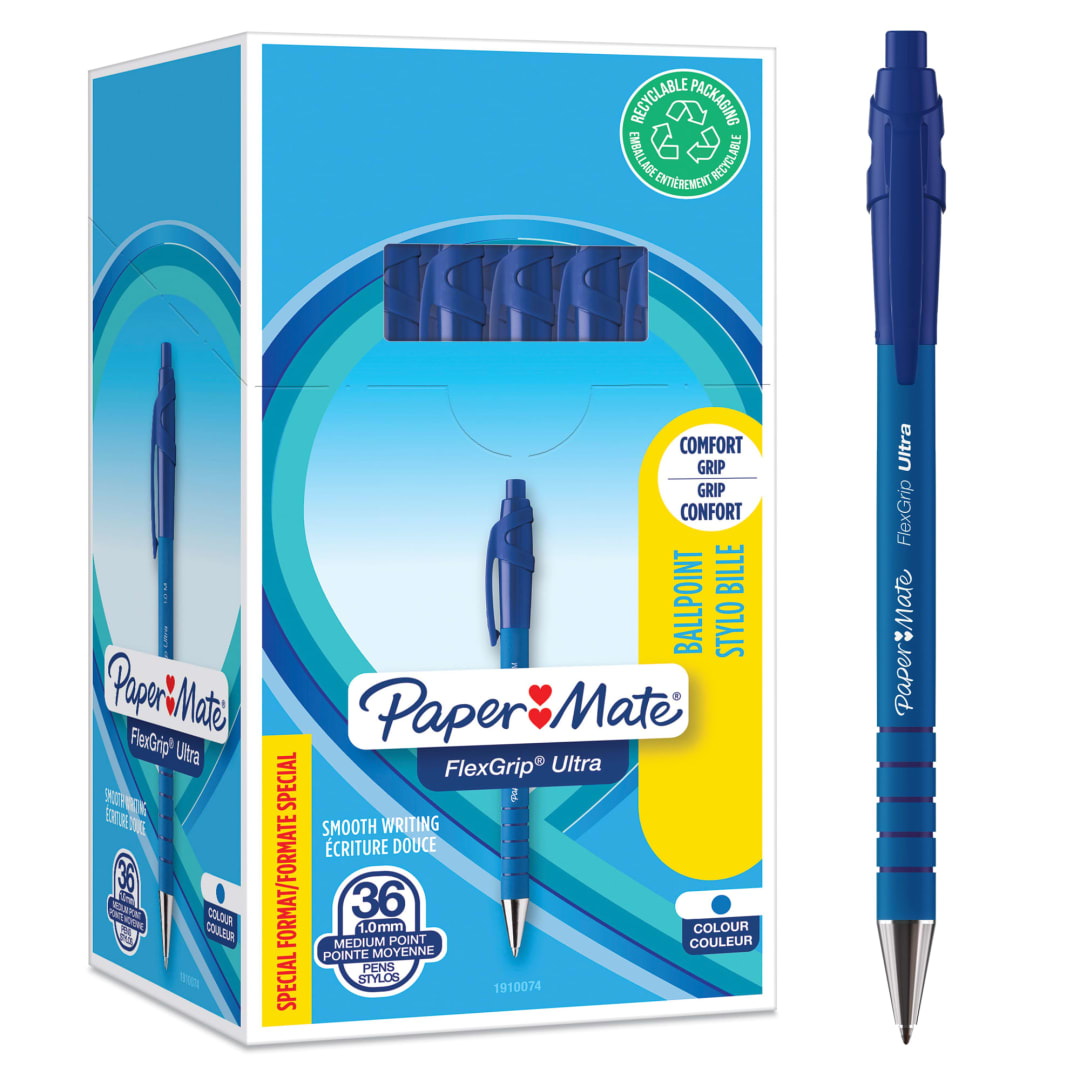 Paper Mate® FlexGrip® Ultra® Ballpoint Pens | Medium Point (1.0mm) | Blue | 36 Count