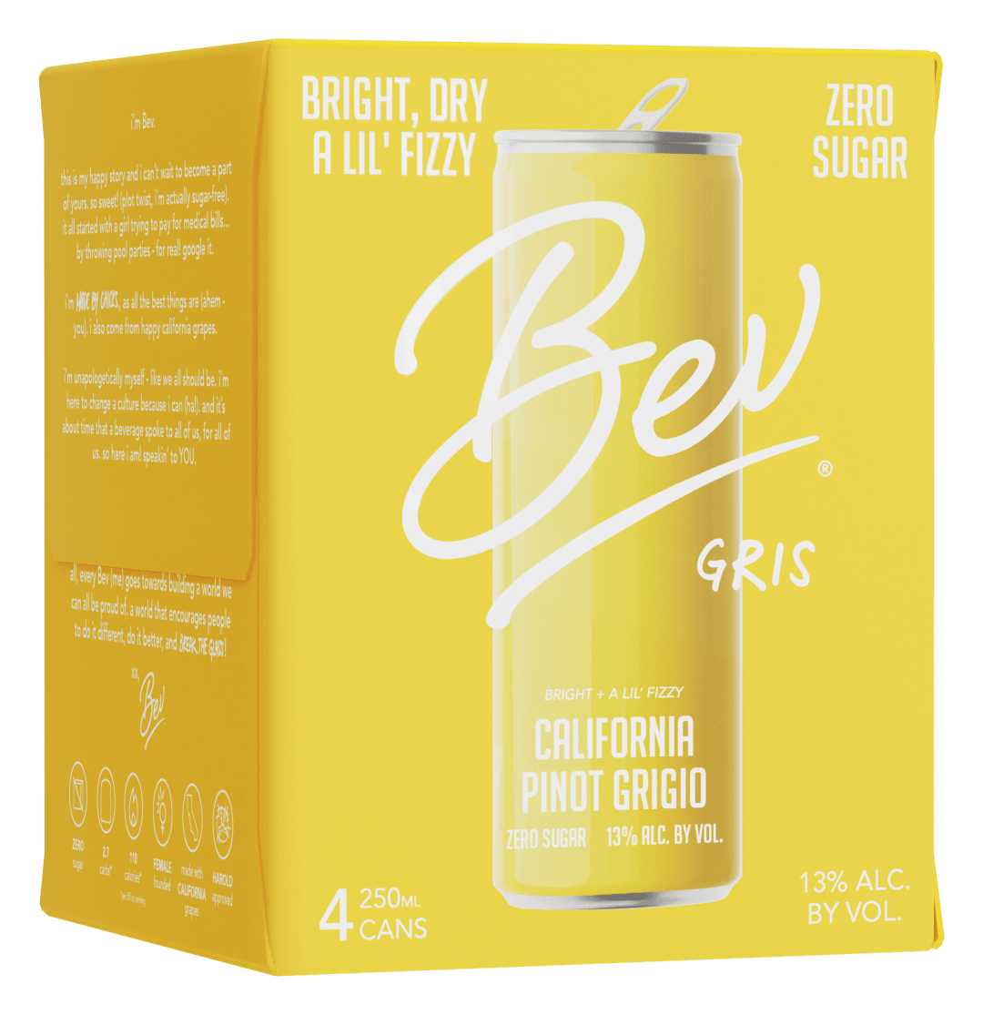 Bev California Pinot Grigio White Wine 250ml Can 4 Pack