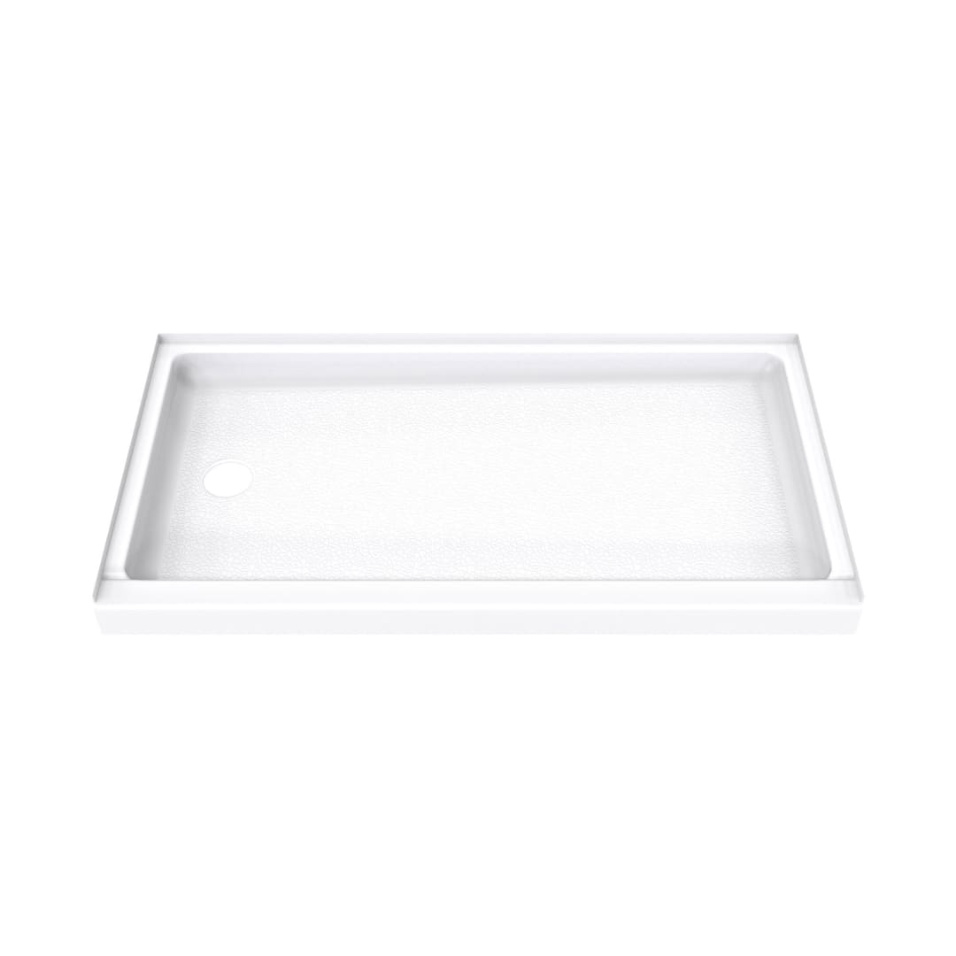 DreamLine DreamStone 32 inch D x 60 inch W x 4 5/16 inch H Left Drain Single Threshold Shower Base in White