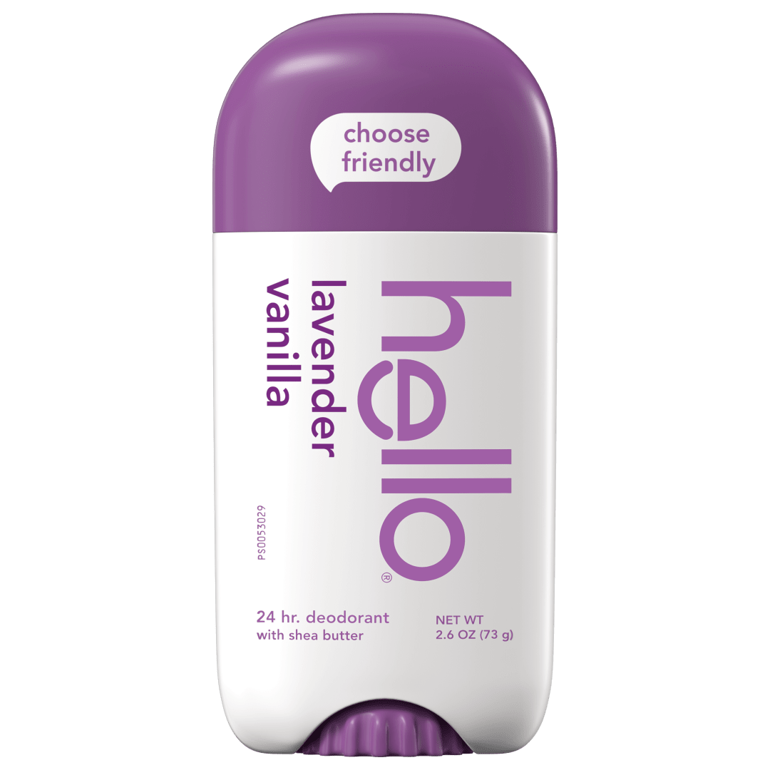 hello Lavender Vanilla Aluminum Free Deodorant for Women and Men with Shea Butter, 24-Hour Freshness, Baking Soda Free Deodorant, Dermatologically Tested, 2.6 oz Stick