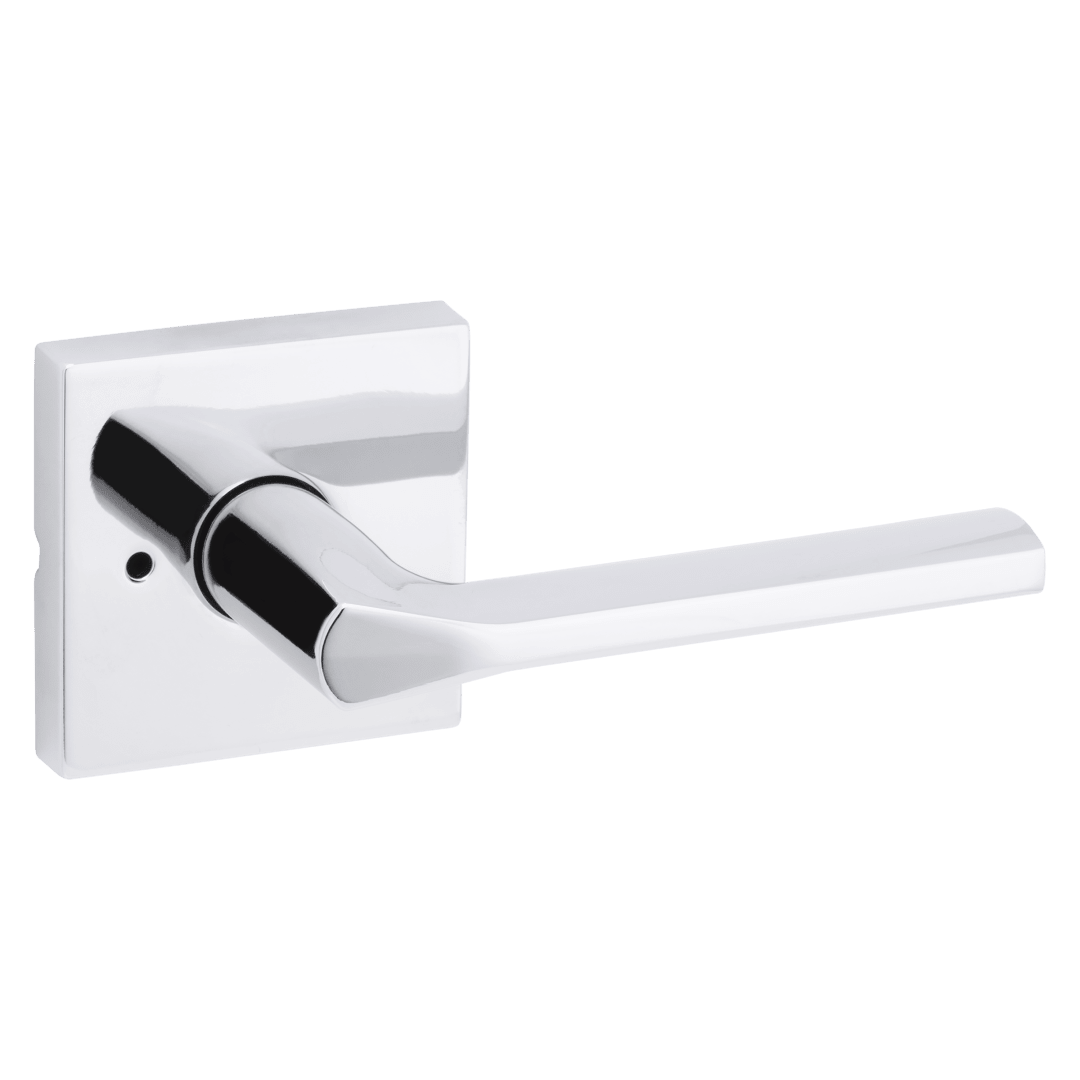 Lisbon Bed/Bath Lever w/ Square Rose in Polished Chrome