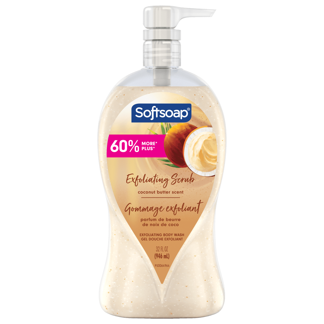Softsoap Body Wash Exfoliating Scrub, Coconut Butter Scent, 32 oz Pump Bottle