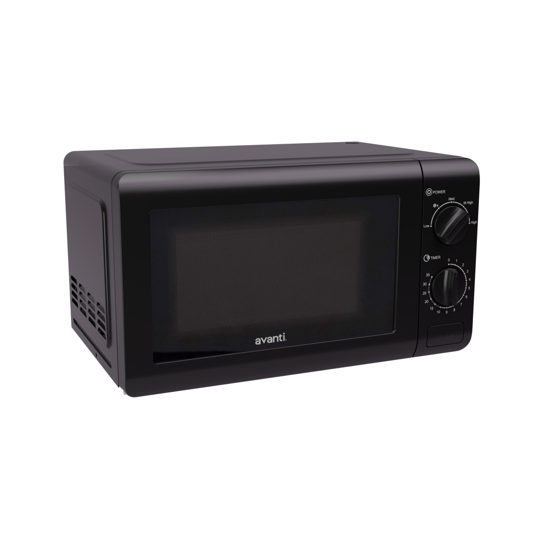 Avanti Microwave Oven with Mechanical Dials, 0.7 cu. ft. Capacity, 700W Cooking Power, Space-Saving Design in Black (MM07V1B)