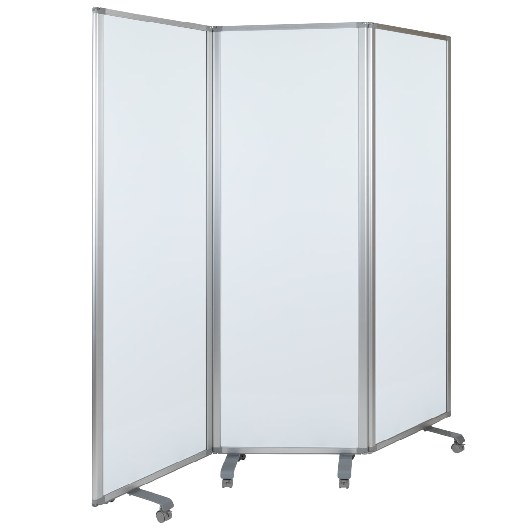 Raisley Mobile Magnetic Whiteboard Partition with Lockable Casters, 72"H x 24"W (3 sections included)