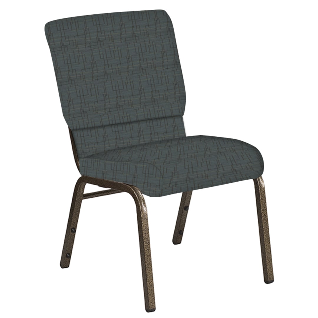 18.5''W Church Chair in Amaze Azure Fabric - Gold Vein Frame