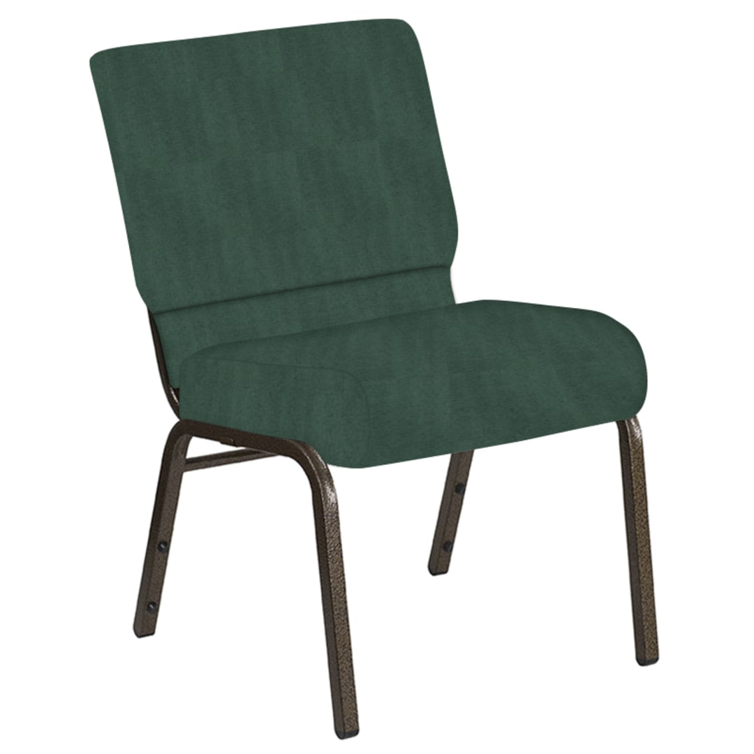 Embroidered 21''W Church Chair in Interweave Emerald Fabric - Gold Vein Frame